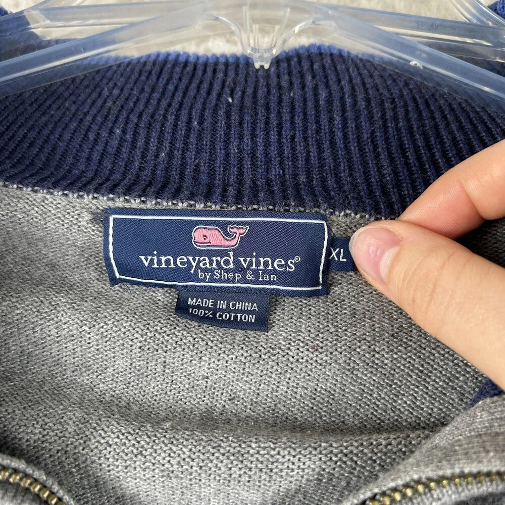 Vineyard Vines Sweater Mens XL Preppy 1/4 Zip Mock Neck Cotton Knit Pullover